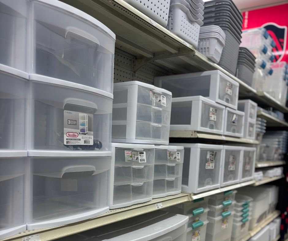 clear storage bins